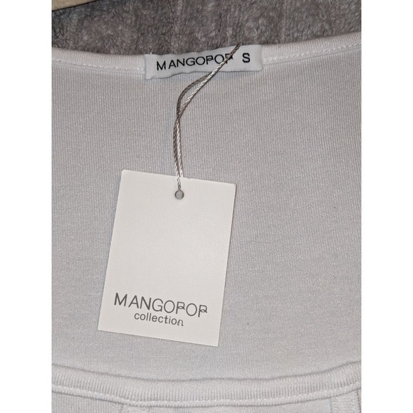 MANGOPop White Bodysuit Square Neck Long Sleeve Top Fitted Corset Detail‎ S NWT - Picture 5 of 9